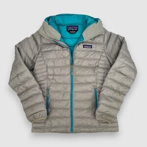 Patagonia Women’s Hooded Down Puffer Jacket Gray Teal Size Small